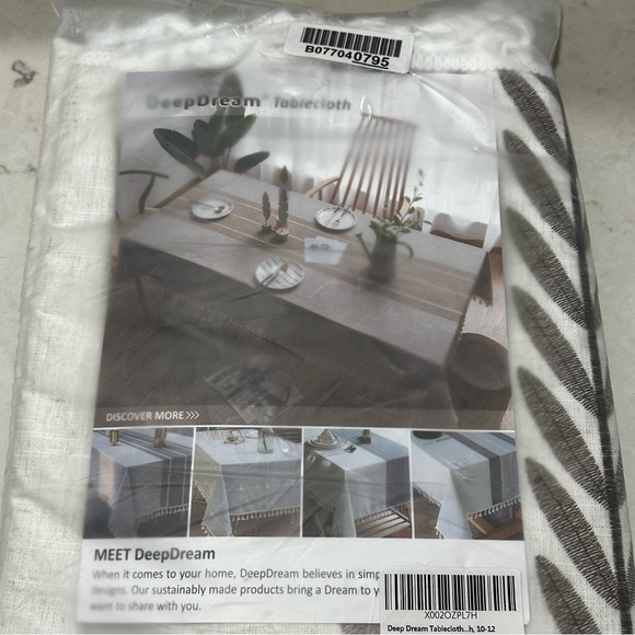 Linen Tablecloth Rectangle Deep Dream Cream Taupe Leaf Print 60 X 120 NEW - Picture 3 of 10